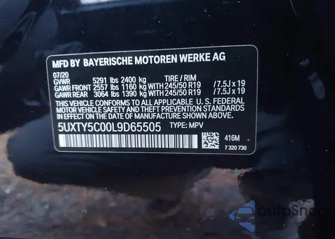 2020 BMW X3 xDrive30I z USA, uszkodzony, nr VIN 5UXTY5C00L9D65505